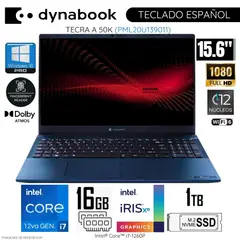 DYNABOOK - Laptop Tecra A 50K PML20U139011 Intel Corei7-1260P 16GB RAM 1TB SSD 15.6" FHD WIND 10 PRO
