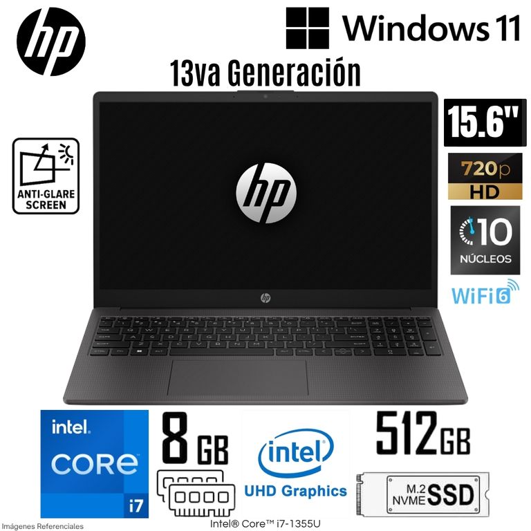 Laptop 250 G10 Intel Core i7-1355U 8GB RAM 512GB SSD 15.6" HD - 9S8U5LA