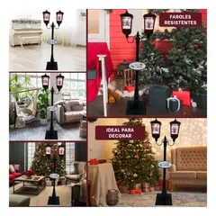 GENERICO - Farol con 2 Lamparas con Detalle de Casa Navideña de Negro