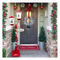 ANIMALIA - Farol Navideño con Rayas Blancas en Rojo Y+Ligas de Regalo