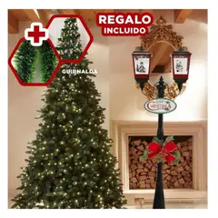 RYBIU IMPORT - Farol de Navidad con Letrero de Negro Y+Guirnalda Nav