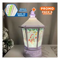 SKYBLOO - Pack6 Farol Navideño para Azotea Blanco Y+Papel de Regalo