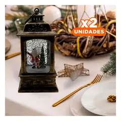 SKYBLOO - Pack2 Farol de Navidad de Papanoel Marron Y+Regalo Stickers