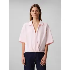 CALVIN KLEIN - BLUSA CREPE FAUX WRAP SS TOP CK