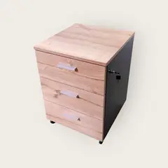 GENERICO - Cajonera De 3 Cajones Con Ruedas Y Chapa Duna y Plomo