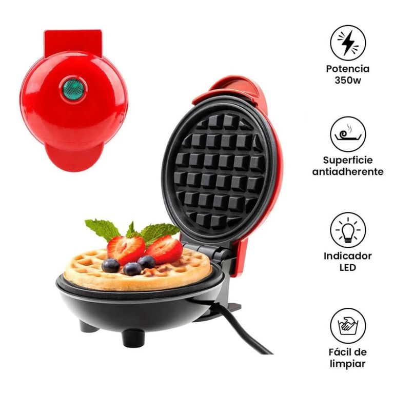 Máquina Para Waffles Casera 650W Placas Antiadherentes Portátil