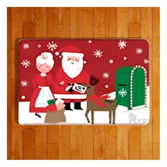 RYBIU IMPORT - Tapete Navidad de Piso en Rojo 40x60cm Y+Ligas de Regalo