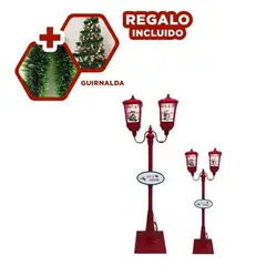 GENERICO - Farol con Letrero de Navidad de Piso Rojo Y+Guirnalda Nav