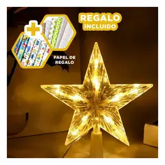 GENERICO - Estrella de Arbol Navideño en Amarillo Y+Papel de Regalo