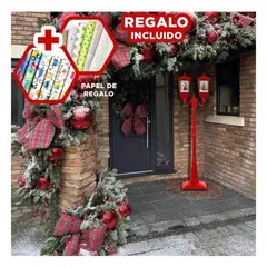 GENERICO - Farol con Diseño de Papanoel de Rojo Y+Papel de Regalo