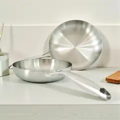 SHELTER - Pack 2 sartenes de Acero Inoxidable / 24 cm y 28 cm / 3 Capas