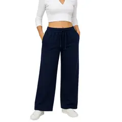 ENKI - Pantalón Palazzo Mujer Franela 201 - Tiro Alto y Fit Ancho - Abrigo y Elegancia Casual