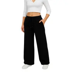 ENKI - Pantalón Palazzo Mujer Franela 201 - Tiro Alto y Fit Ancho - Abrigo y Elegancia Casual