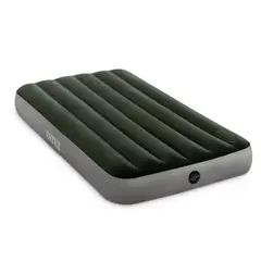 INTEX - Colchón Inflable 1.5 Plazas Verde con Inflador de Pie