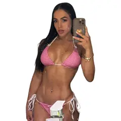 LIMA BIKINI - Bikini Cuadros Vichy Rosa piezas