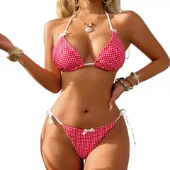 LIMA BIKINI - Bikini Cuadros Vichy Rosa piezas