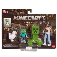 MINECRAFT - Set 4 Figuras Story Pack La Pelicula Garret Creeper Zombie Pollo