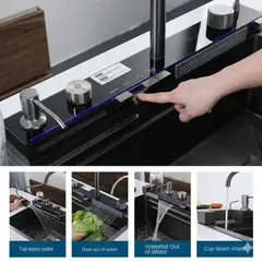 GENERICO - LAVADERO DE ACERO PRIMIUM MULTIFUNIONAL 5 TECLAS PANEL LED DIGITAL