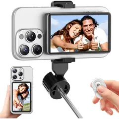 GENERICO - Pantalla Selfie Inalámbrica Magnética para iPhoneAndroid con Control Bluetooth y Rotación 180°