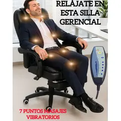 GENERICO - SILLA SILLÓN ESCRITORIO GERENCIAL OFICINA ERGONÓMICA 7 PUNTOS VIBRO MASAJES RELAX