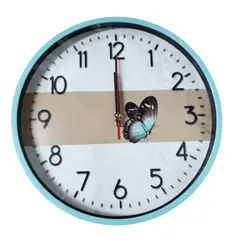 GENERICO - Reloj de pared de 27cm a pila AA - Mariposa - CELESTE