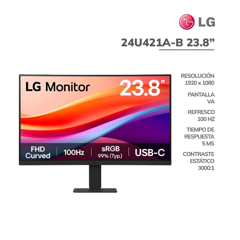 MONITOR 238 24U421A-B CURVO FHD