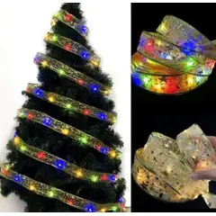 GENERICO - CINTA DE TELA CON LUCES LED PARA ARBOL NAVIDEÑO - LUZ AMBAR