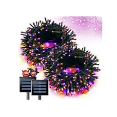 GENERICO - 2 TIRAS DE LUCES NAVIDEÑAS MULTICOLOR 100 FOCOS - CON PANEL SOLAR