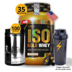 Universe Nutrition - Proteína Iso gold whey de 1kg Vainilla + Creatina Kevin Levrone de 500gr + regalos