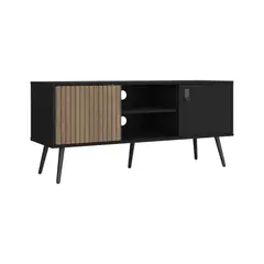 FMFURNITURE - Mesa De Tv 50" 2 Puertas Negro 55x120x40 Cm