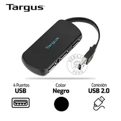 TARGUS - Hub USB 2.0 4 Puertos Negro Plug & Play Compatible PC/Mac