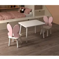DIBA MUEBLES - Juego de Mesa con 2 sillas Mariposa Montessori