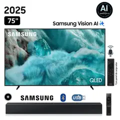 SAMSUNG - Televisor QLED 75 Visión AI Smart TV QN75Q7FAAGXPE + Soundbar HW B400F