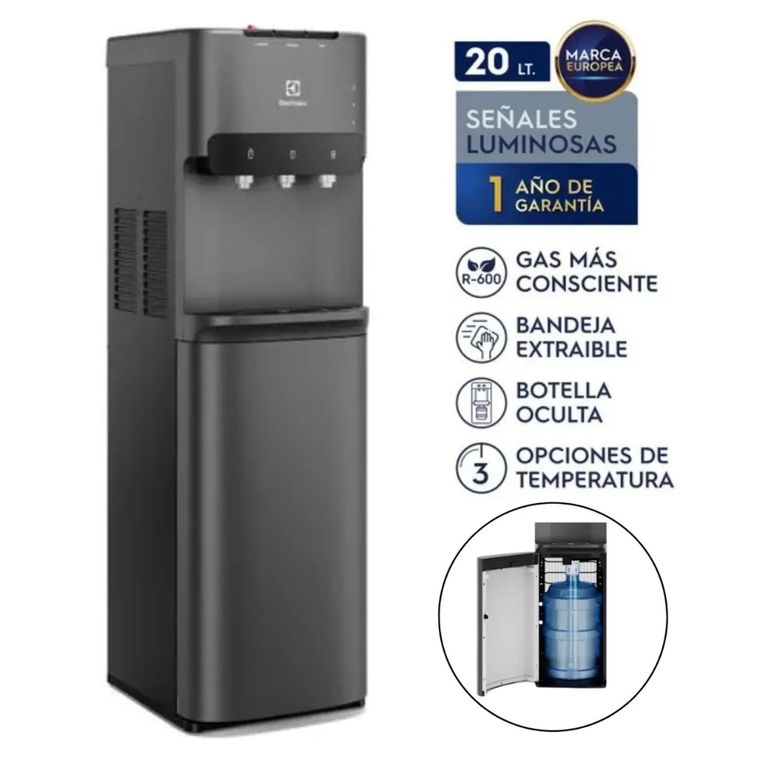 Dispensador de Agua Pure Sense con Botellón Oculto Negro ED30SRBL