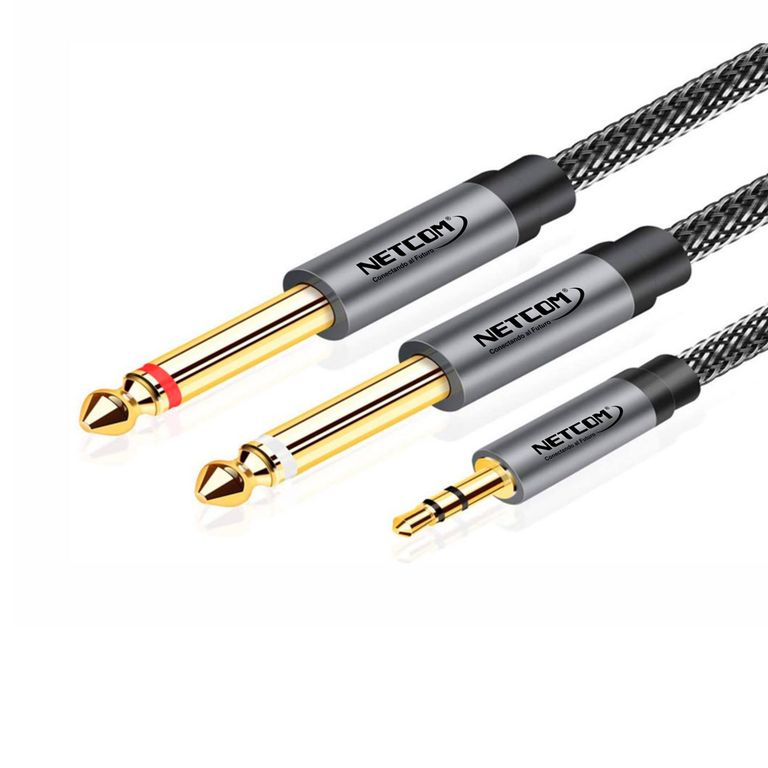 Cable de Audio 1 plug 3.5mm Macho a 2 plug 6.35mm Macho 3 metros