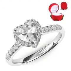 GENERICO - Anillo Pandora Corazon Acero Regulable Plateado Promesa Cofre Rosa