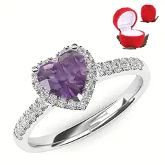 GENERICO - Anillo Pandora Corazon Acero Regulable Plateado Promesa Cofre Rosa