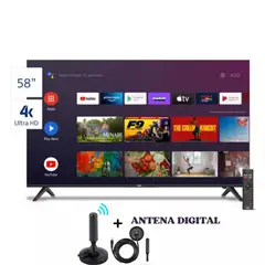 BGH - Televisor 58 UHD 4K SMART TV Android TV sin bordes B5824UK6AIP + ANTENA DIGITAL