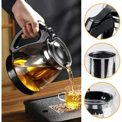 GENERICO - Tetera de Vidrio Infusor de Té con Filtro 1.1 Litros