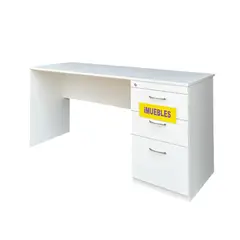 TEMEL - Escritorio Ejecutivo de Oficina 160 cm Blanco con Cajones y Llave