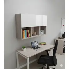 GENERICO - Librero flotante de melamina Ceniza y Blanco