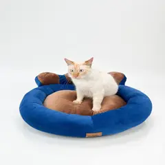 PRETTYPETS - CAMA PARA MASCOTA HUELLITA HIPOALERGENICA AZUL TALLA XS
