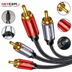 NETCOM - Cable de audio 2 RCA a 2 RCA Macho 1.8 Metros