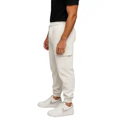 ENKI - Jogger Cargo Hombre Franela 201 Tela Térmica Bolsillos Cintura Elástica Urbano Casual Streetwear