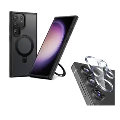 CASE - AHUMADO CON ANILLO + MICA DE CÁMARA PARA SAMSUNG S25 ULTRA - NEGRO