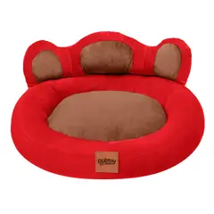 PRETTYPETS - CAMA PARA MASCOTA HUELLITA HIPOALERGENICA ROJO TALLA S