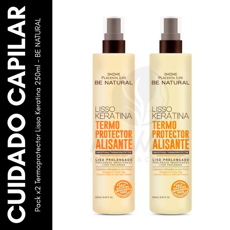 Pack x2 Termoprotector Lisso Keratina 250ml - BE NATURAL