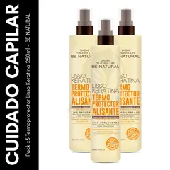 GENERICO - Pack x3 Termoprotector Lisso Keratina 250ml - BE NATURAL