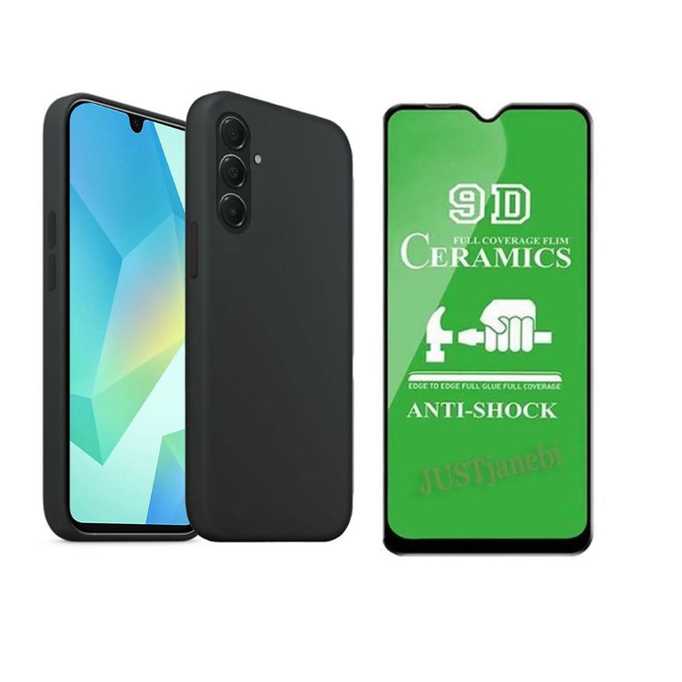 SILICONA SAMSUNG A17 + MICA CERAMICA HD - NEGRO