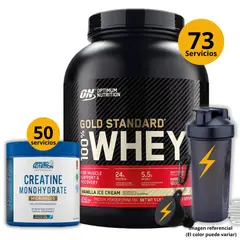 UNIVERSE NUTRITION - Proteína Gold standard whey de 5lb Vainilla + Creatina Applied Nutrition de 250gr + regalos